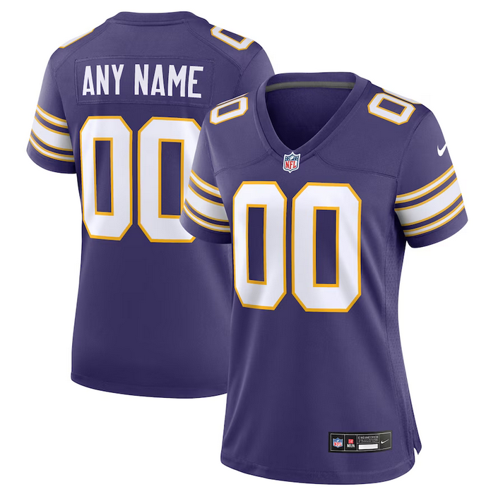 Women's Minnesota Vikings Active Player Custom Purple 2023 Stitched Game Jersey(Run Small)